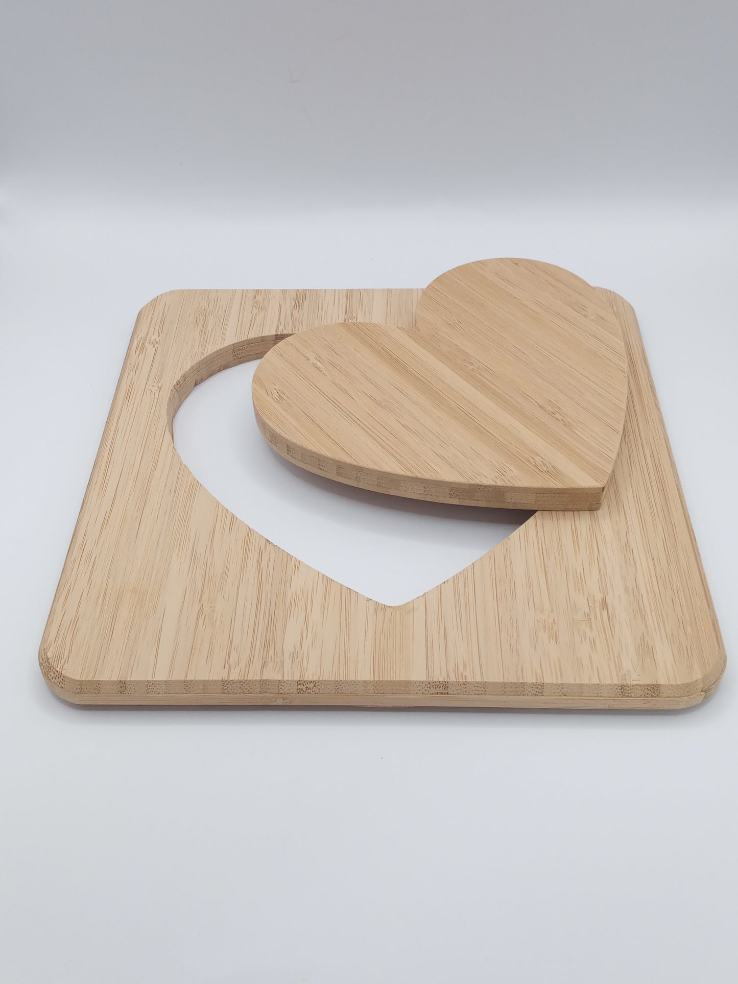 Square & Heart shaped bamboo double hot pot trivet