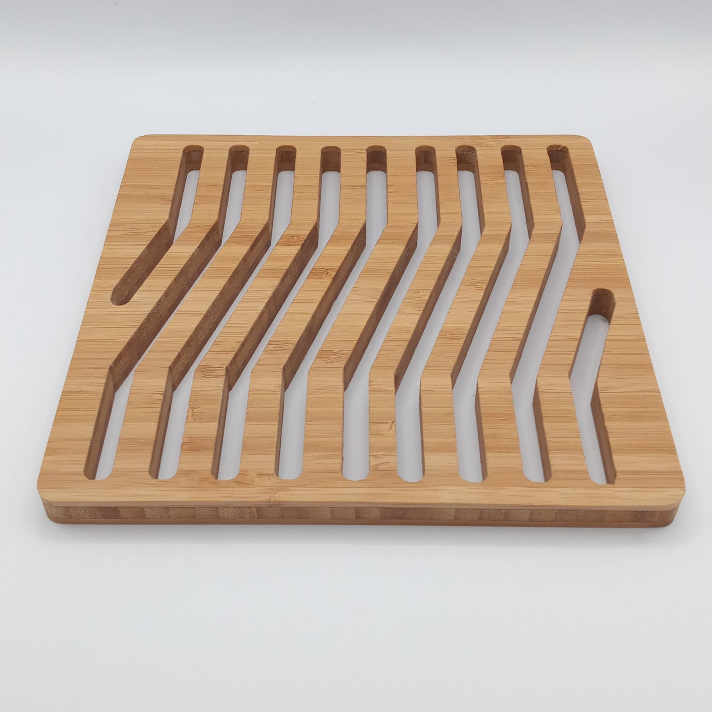 Bamboo Square Hot pot Trivet grid pattern