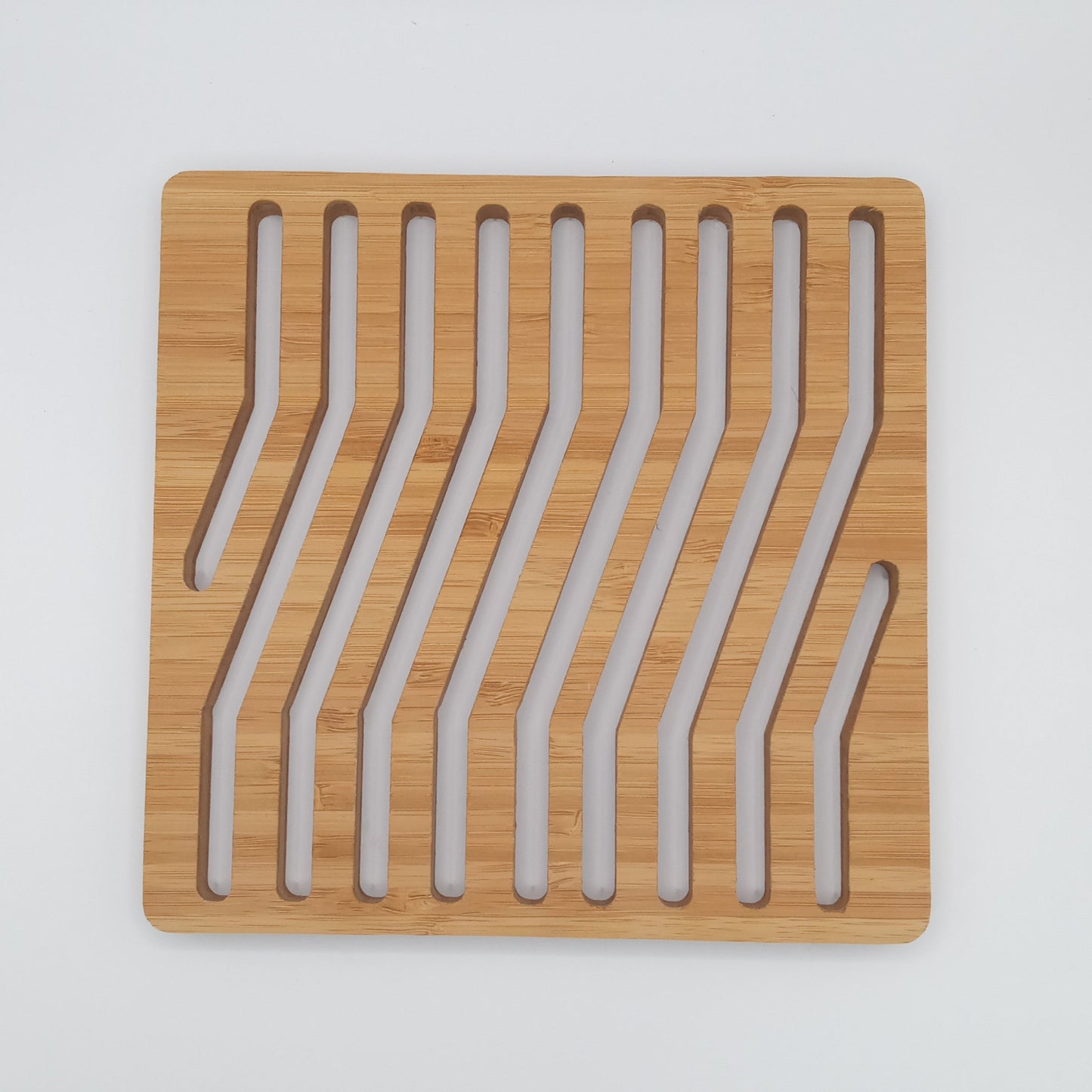 Bamboo Square Hot pot Trivet grid pattern