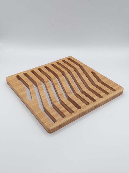 Bamboo Square Hot pot Trivet grid pattern