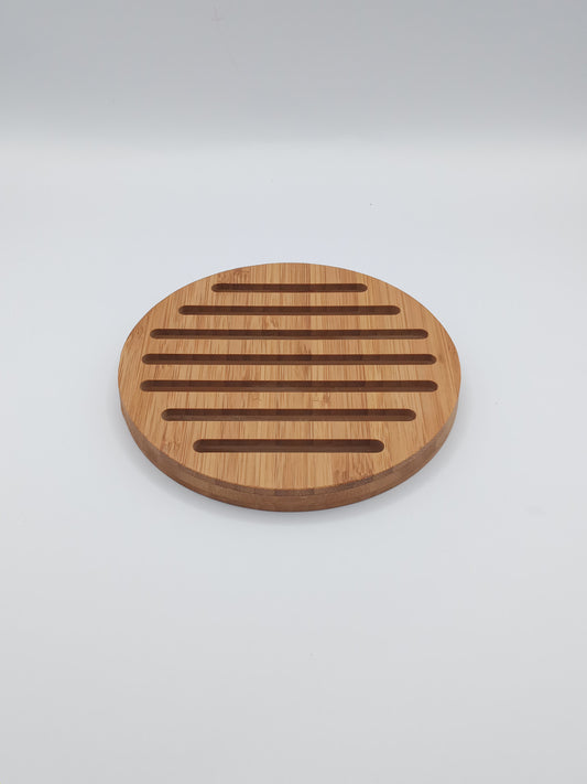 Small bamboo hot pot trivet grid pattern