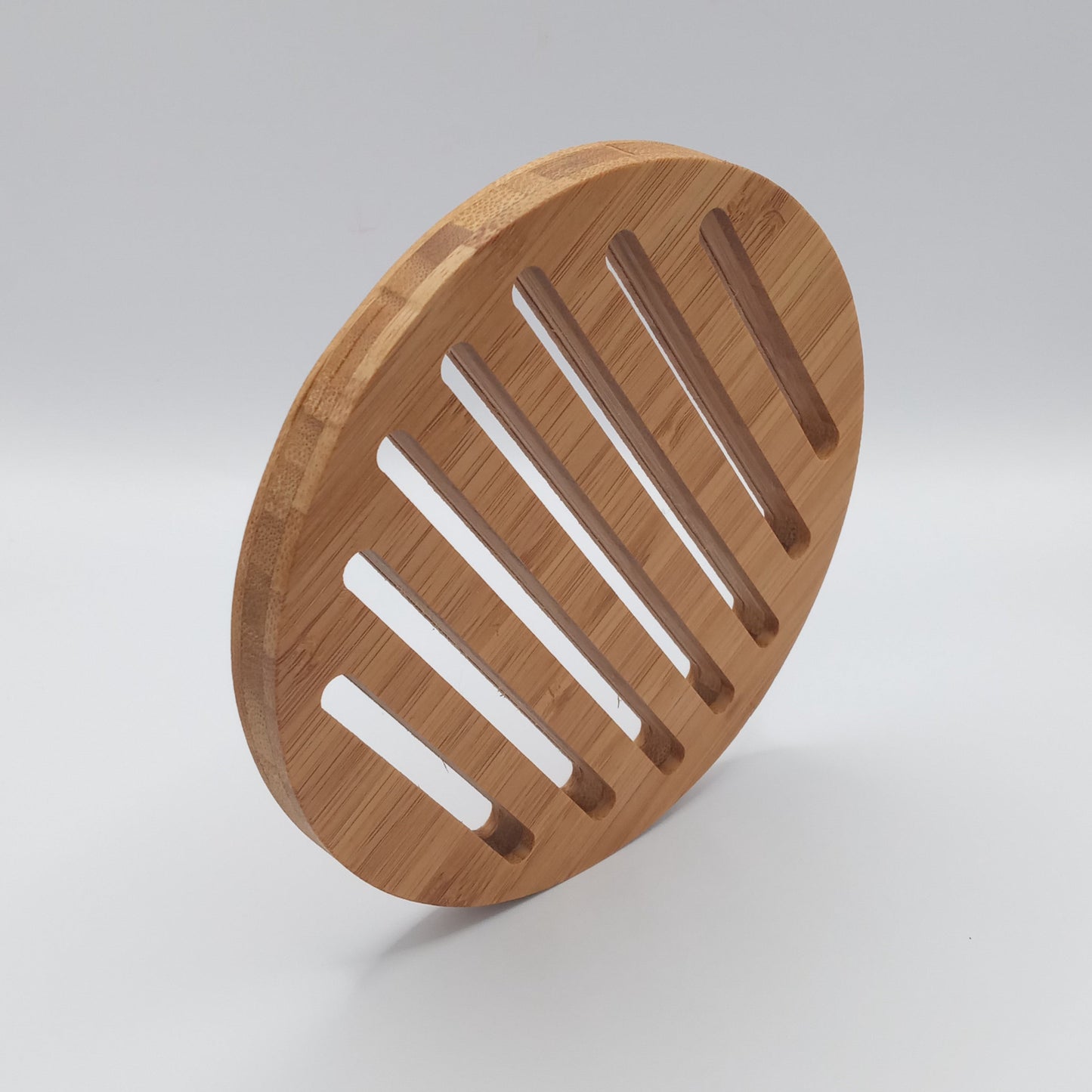 Small bamboo hot pot trivet grid pattern