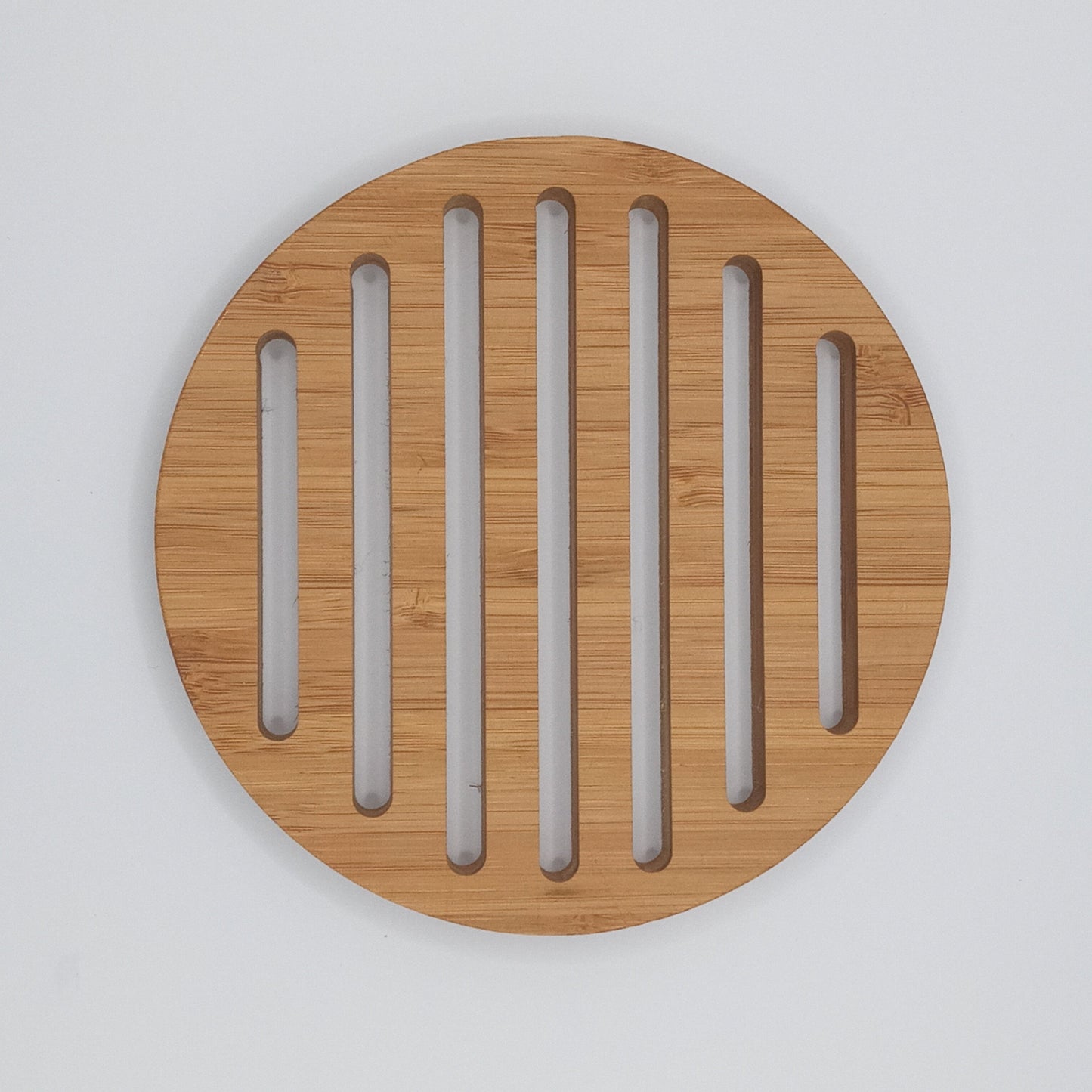 Small bamboo hot pot trivet grid pattern